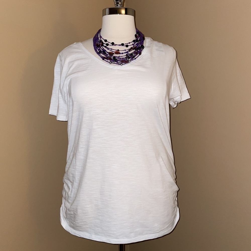 Pointelle Ruched Side Tee